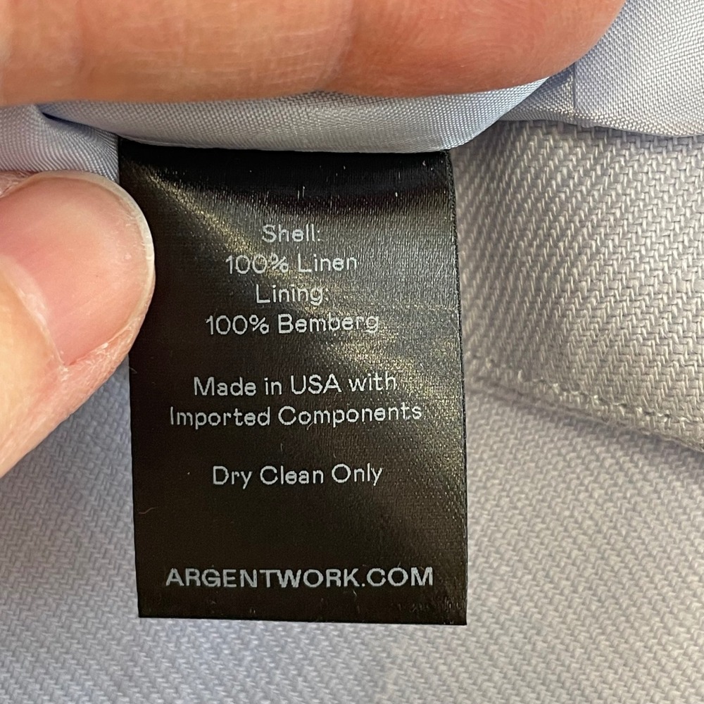 Nwt‎ Argent Womens Light Blue Linen Twill High Neck Button Waistcoat Vest Size 2 - Picture 4 of 7
